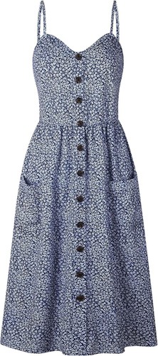 Blue white floral neck - blue/white, v-neck