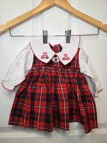 Vtg dress baby - 3m, red