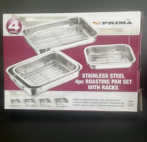 4pc stainless steel roasting - stainless,