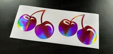 Twin Cherries x2 Pink Rose Gold Neo Hologram Chrome Car Wall Art Stickers Decals