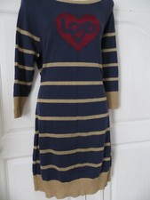 Moschino Love Navy & Gold striped knit dress  size M