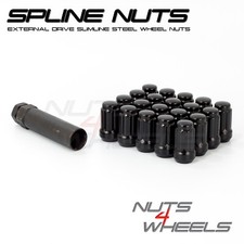20 x Black Spline Wheel Nuts M12x1.25 Fits Nissan 350Z 370Z Nismo Fairlady