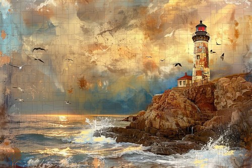 Lighthouse seascape canvas - lighthouse,