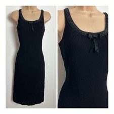 Vintage 60s BERKERTEX Black Braid & Bow Trim Little Black Dress Xmas Party 10
