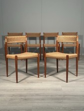 Set of 6 Danish Teak & Papercord Dining Chairs