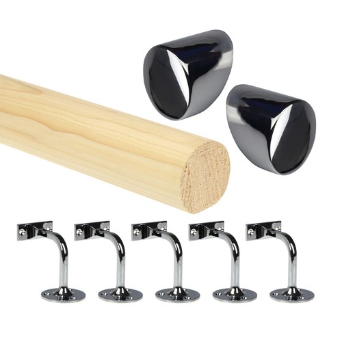 Pine round mopstick - round, handrail