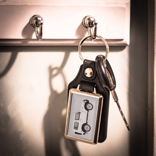 Leather look key ring - look, for