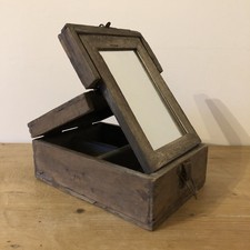 Antique Wood Travel Shaving Box