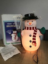 Vintage treetop  Christmas Fibre Optic Colour Changing Blow Mold Snowman 17" vg.