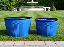 Set Of 2 Wide Blue Metal