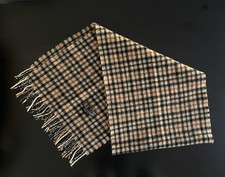DAKS London Jura Plaid Wool Cashmere Scarf 55% Cashmere Made in Scotland Fringe