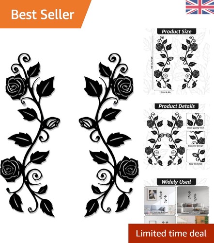 Black metal rose leaf wall - metal,