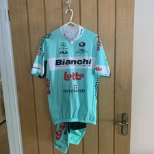 Men’s Vermarc Sport Bianchi cycle jersey with bib shorts Size medium 