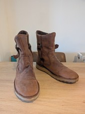 FLY London Brown Nubuck Leather Boots - Size UK 8 41