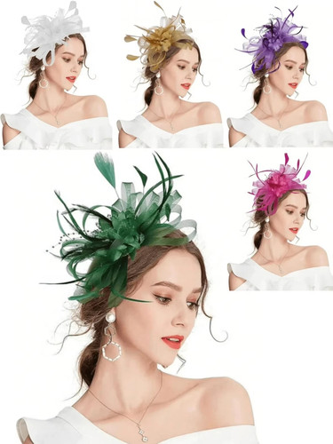 Flower feather hair - hair, hat