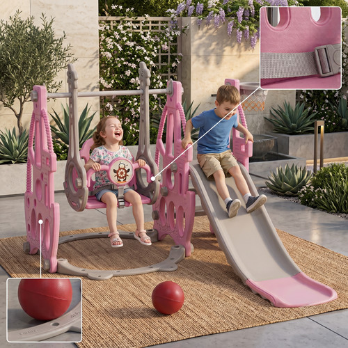 Kids swing and - kids, slide