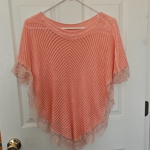 Open knit poncho sweater - poncho, top