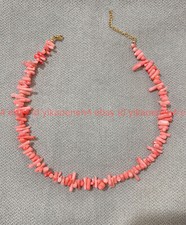 Natural 3x10mm Branch Pink Coral Chip Gemstone Irregular Beads Necklace 16-36in