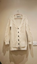 ?Aran Crafts Ireland 100% Merino Wool Cream Cable Knit Cardigan Ladies Size L