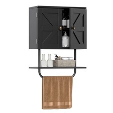 COSTWAY Bathroom Wall Cabinet Wall-Mounted Medicine Cabinet-Black