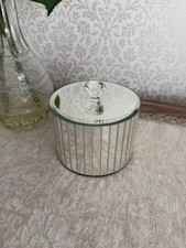 Vintage Laura Ashley Silver Mosaic Mirrored Lidded Jewellery Trinkets Storage