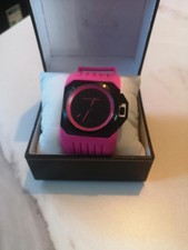 Black dice pink rubber watch