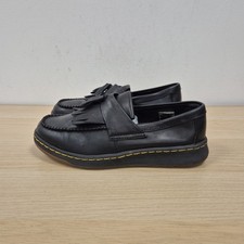 Dr Martens Adrian Edison Black Leather Loafers Tassels Lightweight Shoes Uk 6.5