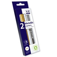 2pc Metallic Marker Pens Paper Card Glass Metal Plastic Waterproof Gold Silver