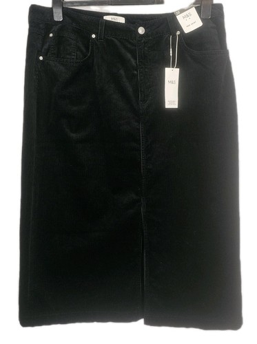 Midi skirt black corduroy - m&s,