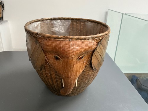 Vintage elephant wicker waste - vintage,