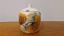 Vintage E Radford Lidded Preserve Pot  Hand painted in Orange Flower Pattern