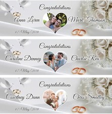2 Personalised wedding engagement banner photo party poster just married couple