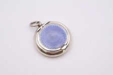 Antique Silver Purple Guilloche Enamel Compact Pendant Birmingham 1923