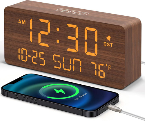 Wooden digital alarm clocks - alarm,