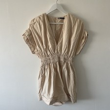 Zara V Neck Plunge Nude Pink Jumpsuit Playsuit Size Small
