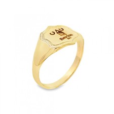 9ct Yellow Gold Everton-Engraved Shield Ring - Size S - 13mm