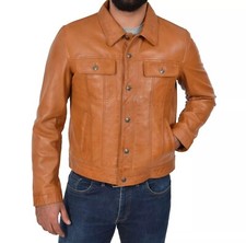 Men tan brown trucker jacket - brown,