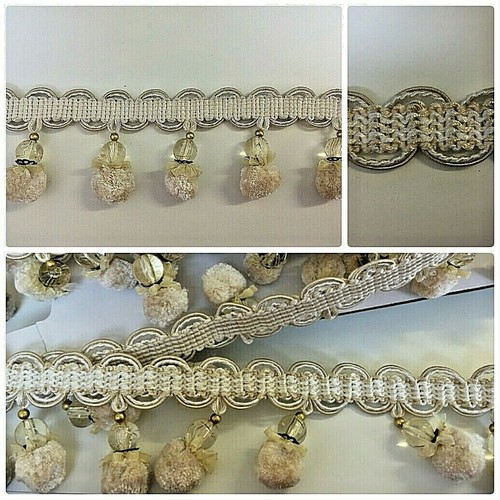 Cream beige light gold beaded - beige,