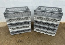 6 x Used Vented Grey Euro Boxes Stacking Containers 60 x 40 x 14cm - 26 Litres