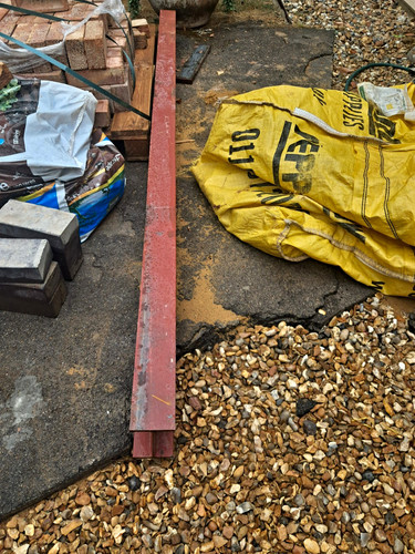 Red painted steel beam - i-beam, rsj