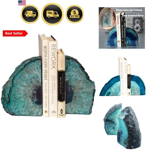 Agate geode bookends heavy - geode,