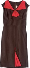 50s Style Stop Staring Black White Red Pinstripe Pin Up Wiggle Dress Size 3XL