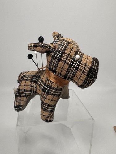 Vintage plaid dog pin - vintage,