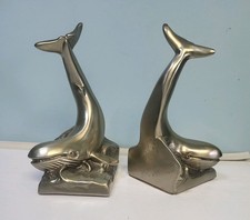 2x Vintage Nautical Whale PM Craftsman Bookends Mid 20th Century Pair USA