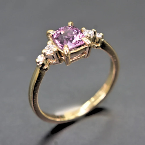 Pink spinel diamond ring - &,