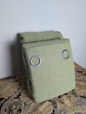 NEXT Huge Sage Lime Green Burlap WOVEN EYELET CURTAINS 228x229cm (90x90")