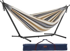 Vivere UHSDO8-25 Double Cotton Hammock with Space-Saving Steel Stand Including
