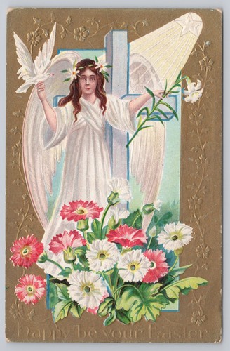 Happy easter angel cross - easter,