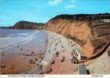 Postcard THE BEACH FROM JACOBS LADDER SIDMOUTH Chit Rocks Water Sky Sand AA06927