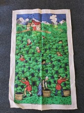 Unused Irish linen Ulster Weavers tea towel 'The Grape Pickers'